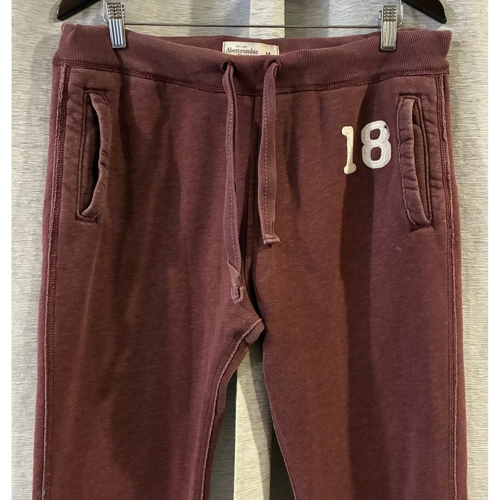 Vintage Abercrombie & Fitch Maroon Sweatpants men's Sz M Raw Hem Y2K